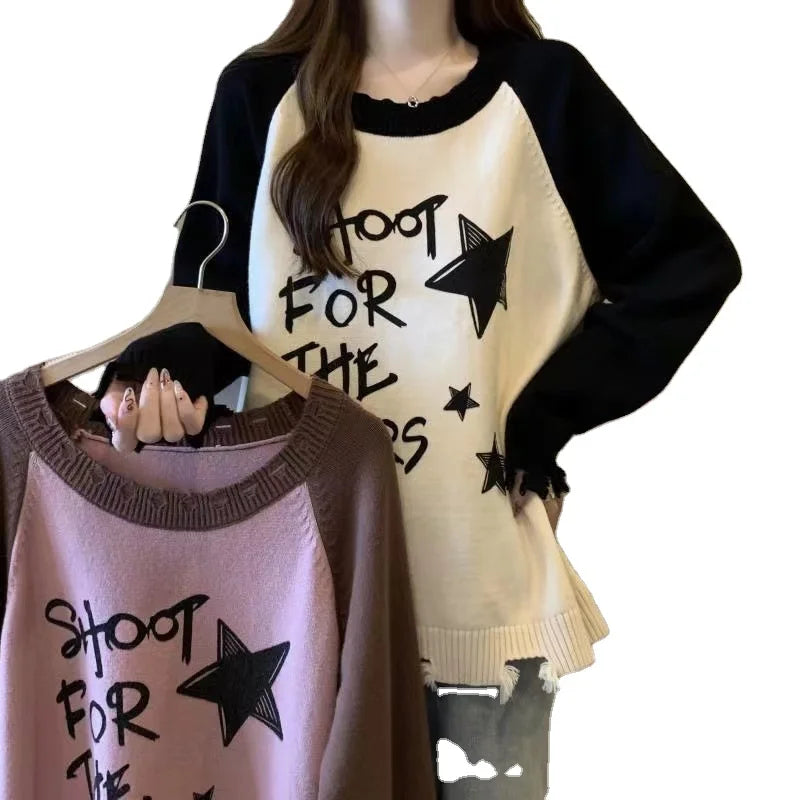 Weekend Bargains to Sizzle 2024 Spring autumn new arrivals best-selling high quality o neck long sleeve slim cartoon letter print women pullover sweater Weekend Bargains to Sizzle 2024 Spring autumn new arrivals best-selling high quality o neck long sleeve slim cartoon letter print women pullover sweater