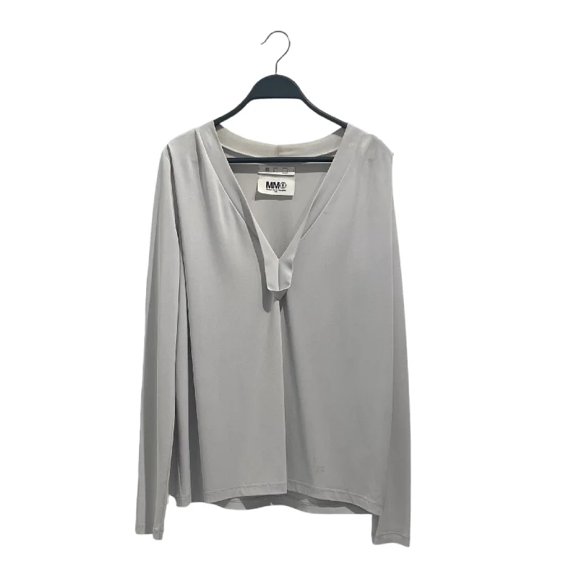 Massive Savings MM6/LS T-Shirt/S/Polyester/GRY/ICE BLUE/ STRETCHY/ LONG V NEC
