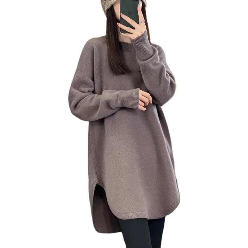 Mega Sale 2024 spring new arrivals best-selling women's high-quality crew-neck solid color long-sleeved pullover long sweater