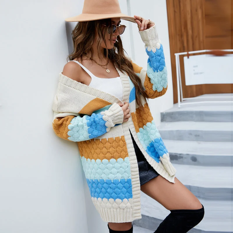 Take Action Casual Contrast Color Sweater Fall and Winter Knitted Cardigan Wholesale Womens Clothing N3823110200034