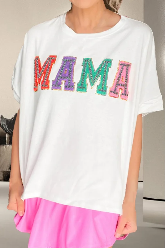 Discount Deals MAMA Round Neck Short Sleeve T-Shirt