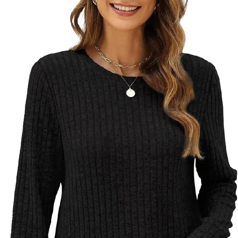 Fantastic Savings Ribbed Solid Color Long Sleeve Loose Sweater Top Wholesale Womens Clothing N3823112800053