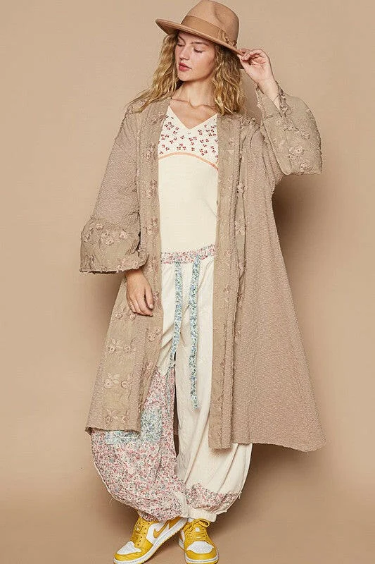 The Best Prices POL Flower Lace Trim Open Front Longline Cardigan