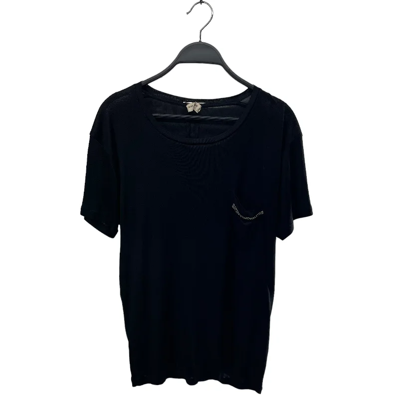 Final Markdown SAINT LAURENT/T-Shirt/M/Silk/BLK/CHAIN DETAIL FRONT POCKET
