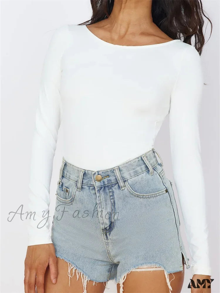 Exclusive Savings Amy Fashion - Solid O-Neck Slim Fit Casual Backless Tie-up T-Shirts Exclusive Savings Amy Fashion - Solid O-Neck Slim Fit Casual Backless Tie-up T-Shirts