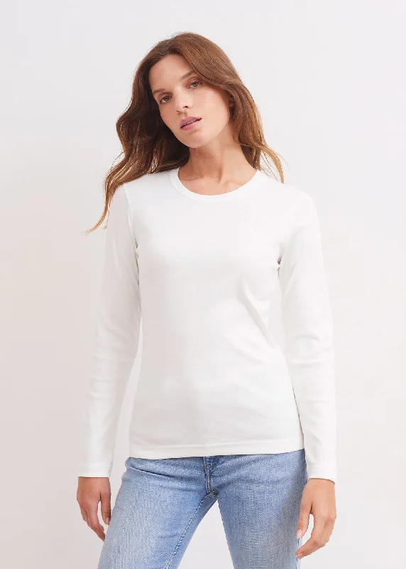 Customer Appreciation Sale T-shirt manches longues Celina - col rond, en coton uni (ECUME)