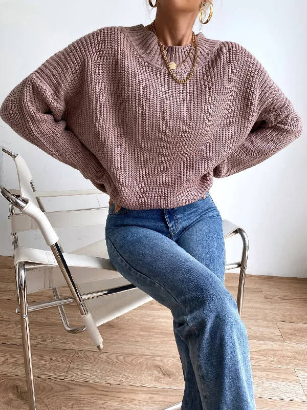 Instant Savings Casual Plain Long Sleeve Stand Collar Long Women Sweater