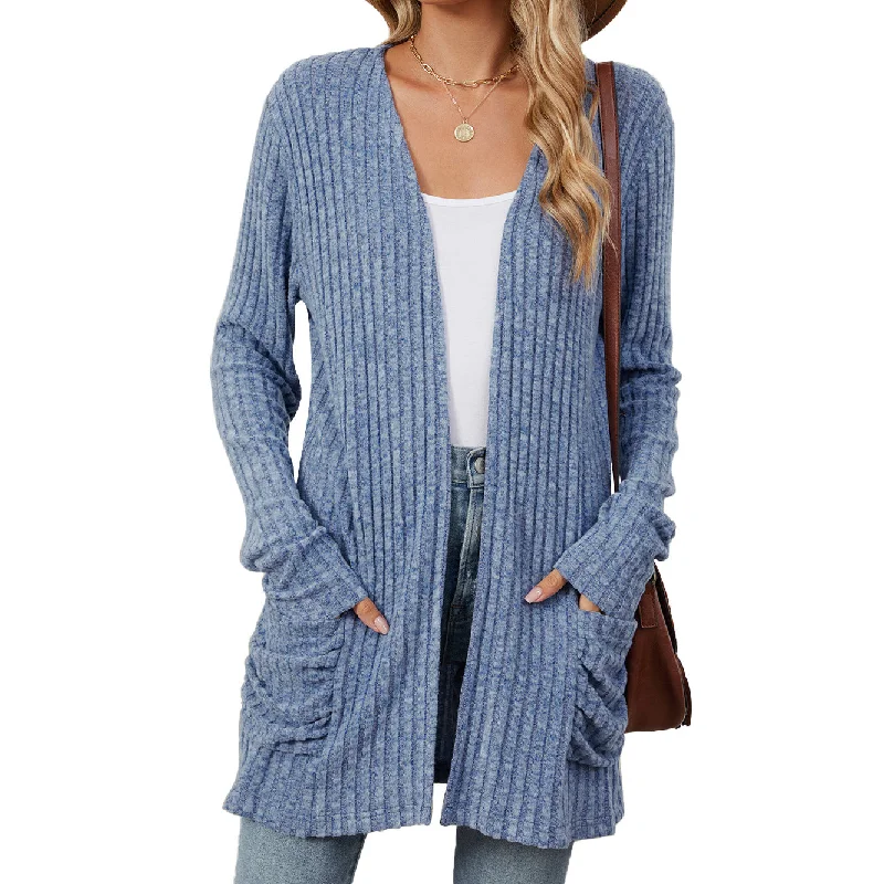 Bargain Prices Solid Color Pocket Long Sleeve Knitted Bottoming Cardigan Wholesale Womens Clothing N3824072900051 Bargain Prices Solid Color Pocket Long Sleeve Knitted Bottoming Cardigan Wholesale Womens Clothing N3824072900051