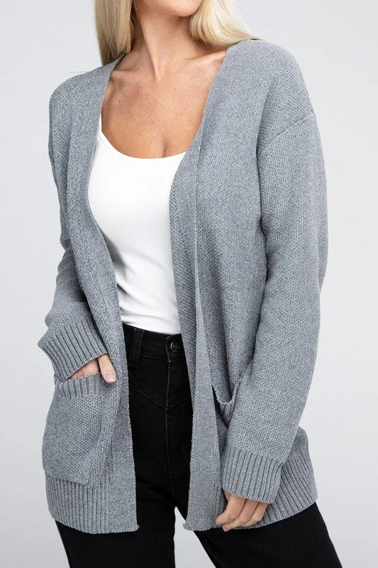 YEAR-End Sale Melange Open Front Sweater Cardigan