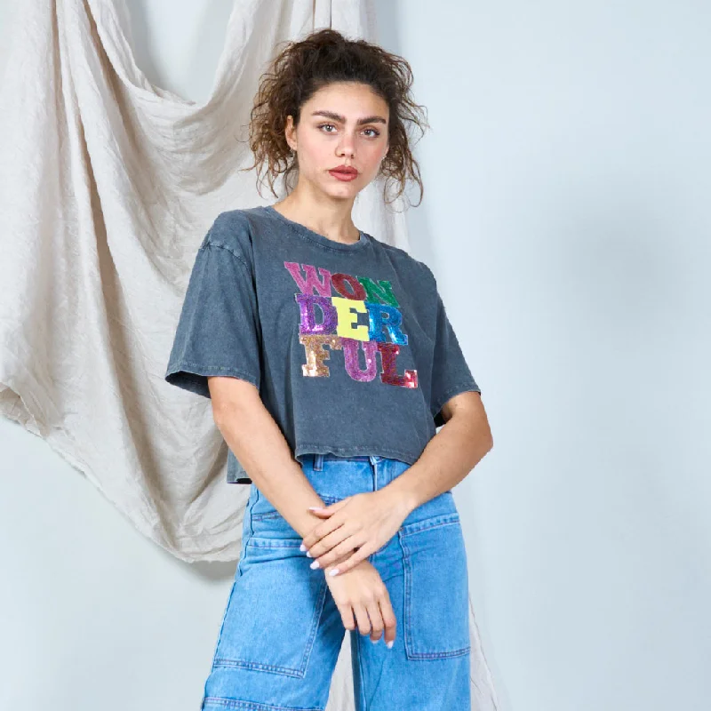 Limited Edition Short t-shirt with wonderful print wholesale