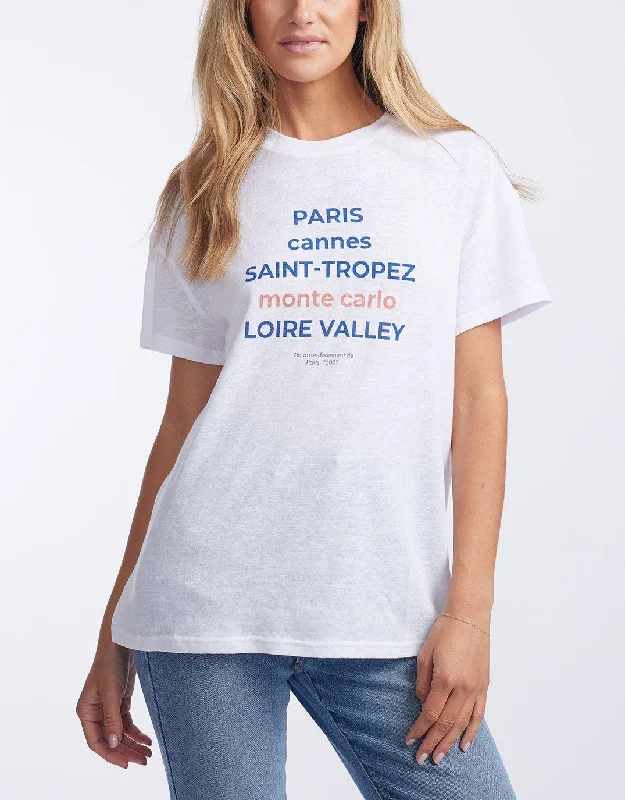 Weekend Offers That Tempt French Cities Tee - White/Navy/Red