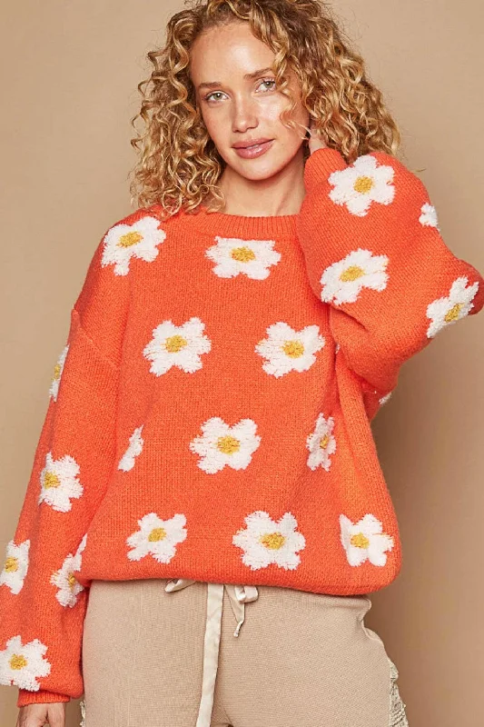 Weekend Deals to Brighten Your Day POL Daisy Pattern Drop Shoulder Sweater