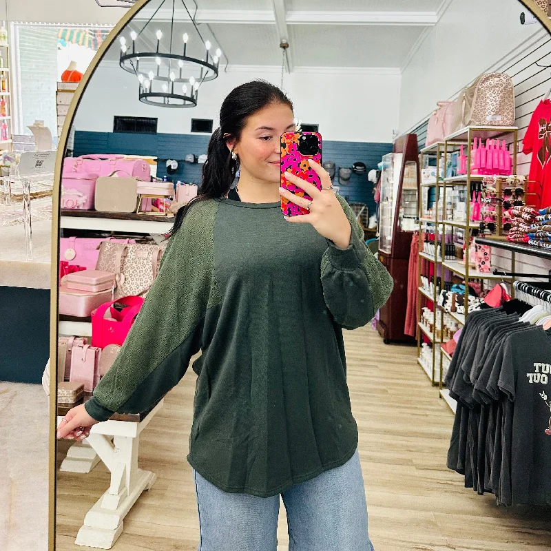 Celebrate the Weekend with Discounts Forest Green Long Sleeve