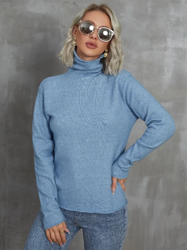 Can't Miss Casual Plain Long Sleeve High Neck Regular Women Sweater