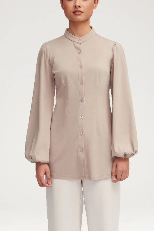 Mega Sale Rayana Jersey Button Down Top - Stone