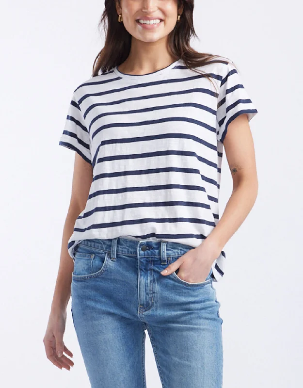 Mega Discount Turn Back T-Shirt - White/Navy Stripe