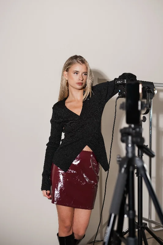 Super Savings Top dames met overslag zwart - Imani