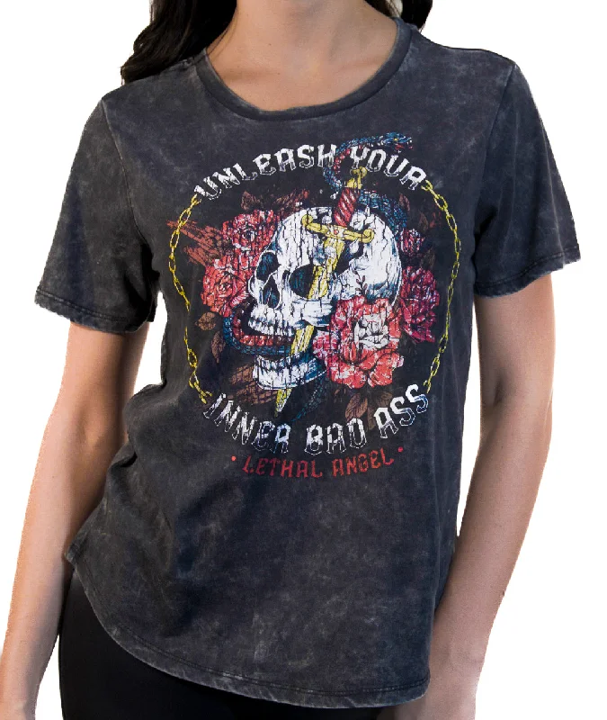 Loyalty Reward Unleashed Skull Scoop Neck Tee