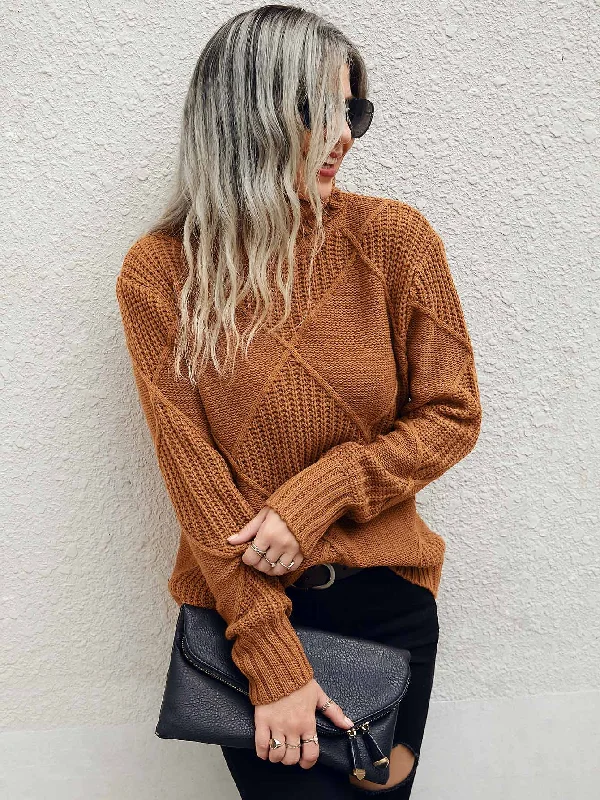 Flash Deals Casual Plain Long Sleeve High Neck Regular Women Sweater