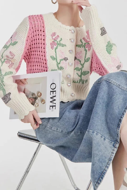 Exclusive Access White and Pink Contrast Sweater