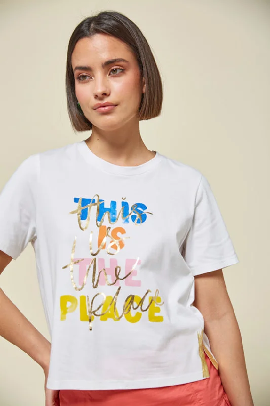 Value Deals Md'M White Printed This Is The Place T Shirt