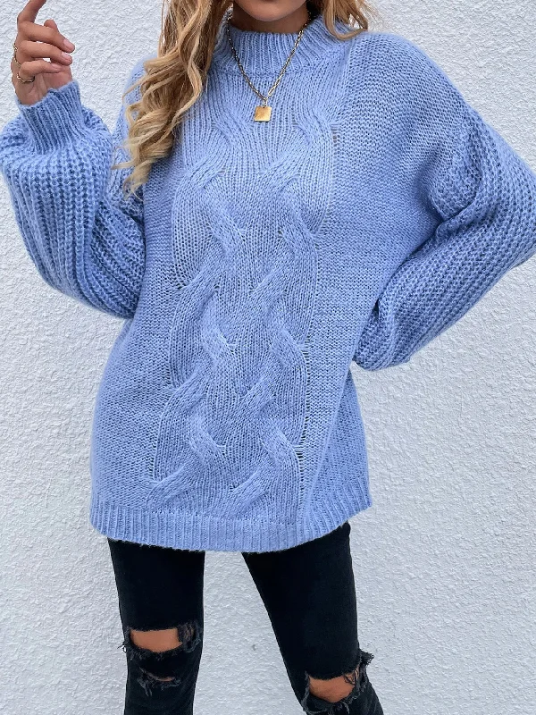 Special Offer Casual Plain Long Sleeve Stand Collar Long Women Sweater