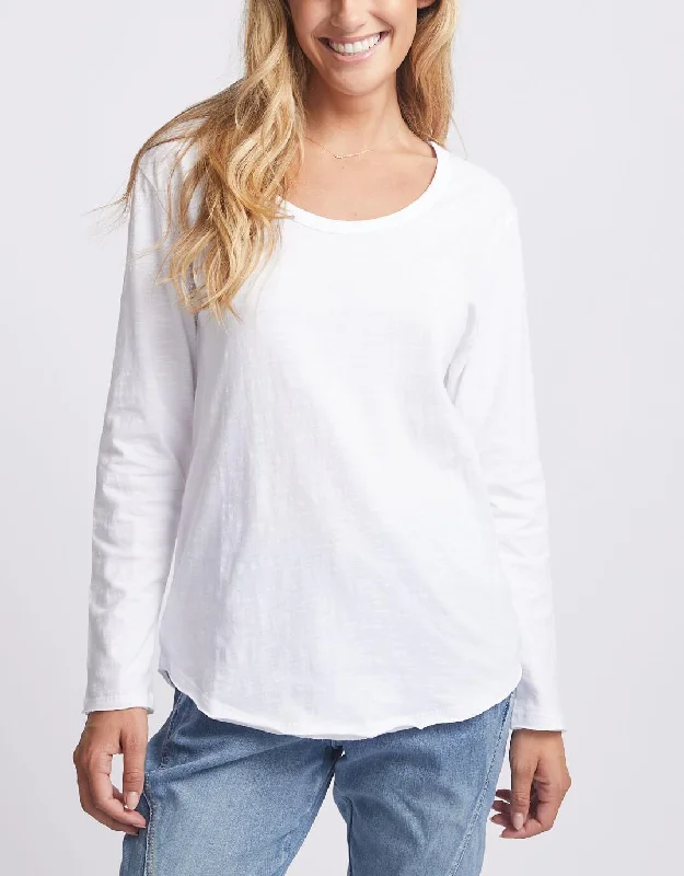New Markdowns Original Round Neck Long Sleeve T-Shirt - White