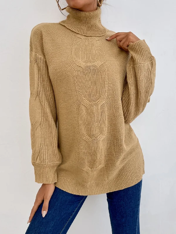 Exclusive Deal Casual Plain Long Sleeve High Neck Long Women Sweater