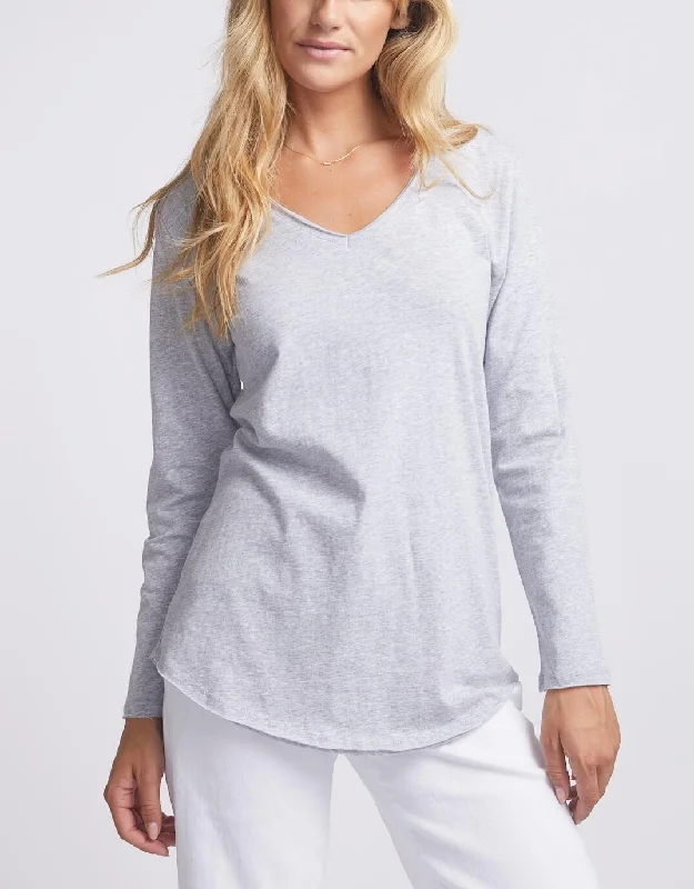 Deal Dash Original V-Neck Long Sleeve T-Shirt - Grey Marle