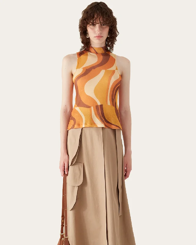 Weekend Bargains to Snag Bryn Top Tencel Print Orange