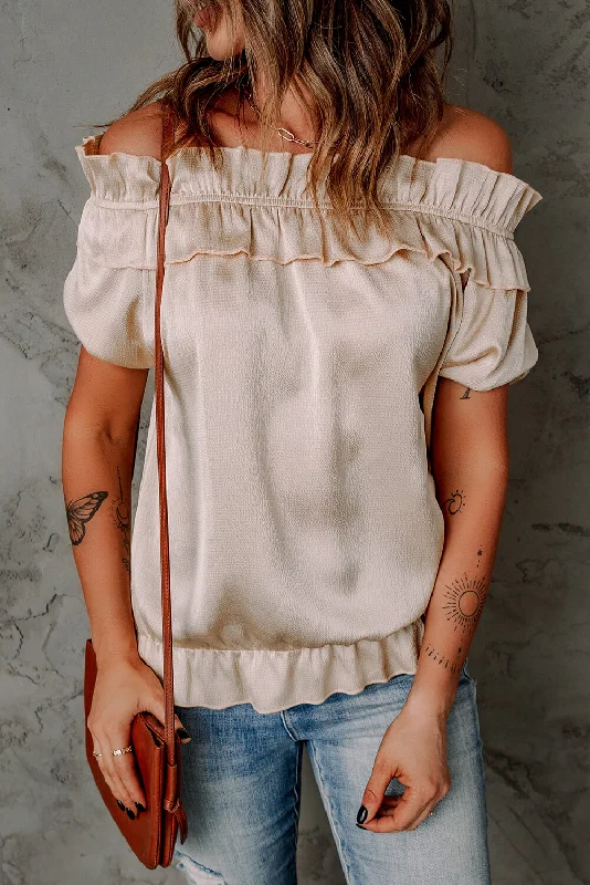 Weekend Price Cuts Galore Ruffled Off-Shoulder Short Sleeve Top