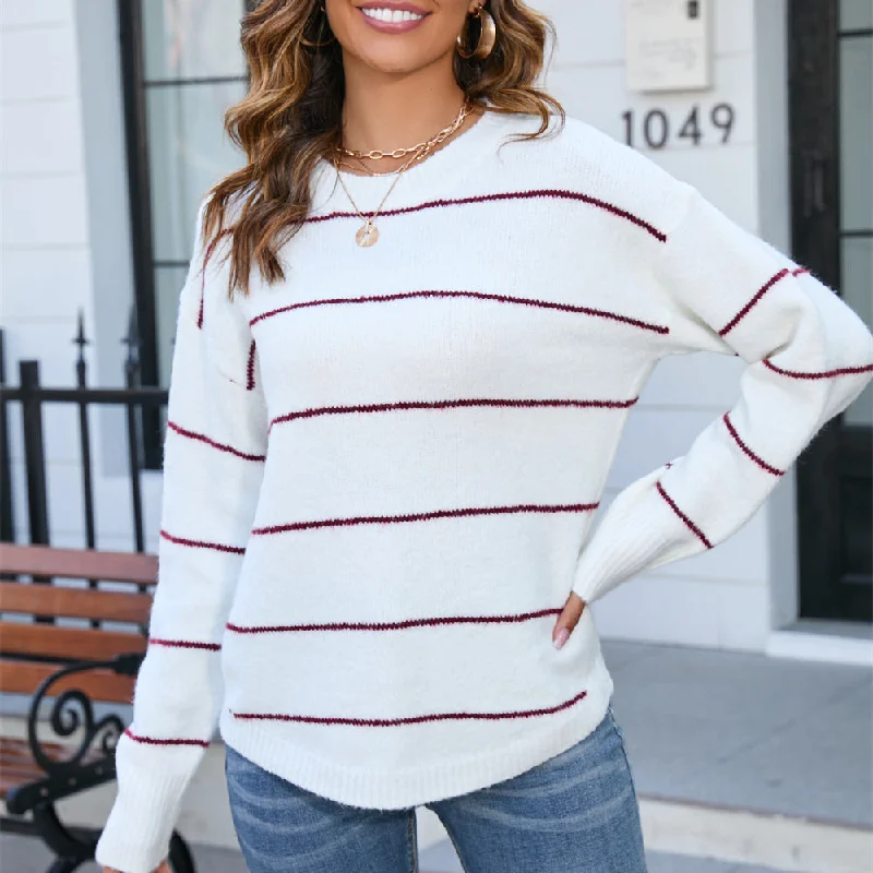Instant Savings Striped Pullover Crew Neck Striped Sweater Wholesale Womens Clothing N3823112200021