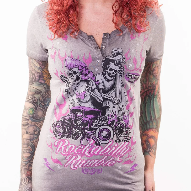 Closeout Rockabilly Rumble Skull Couple Tee Shirt