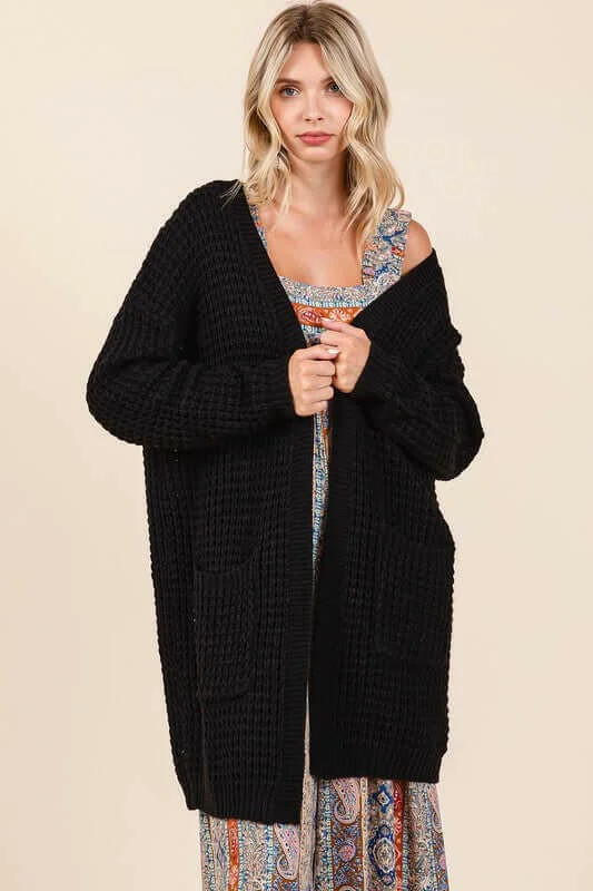 Year-End Sale Mittoshop Open Front Long Sleeve Longline Cardigan