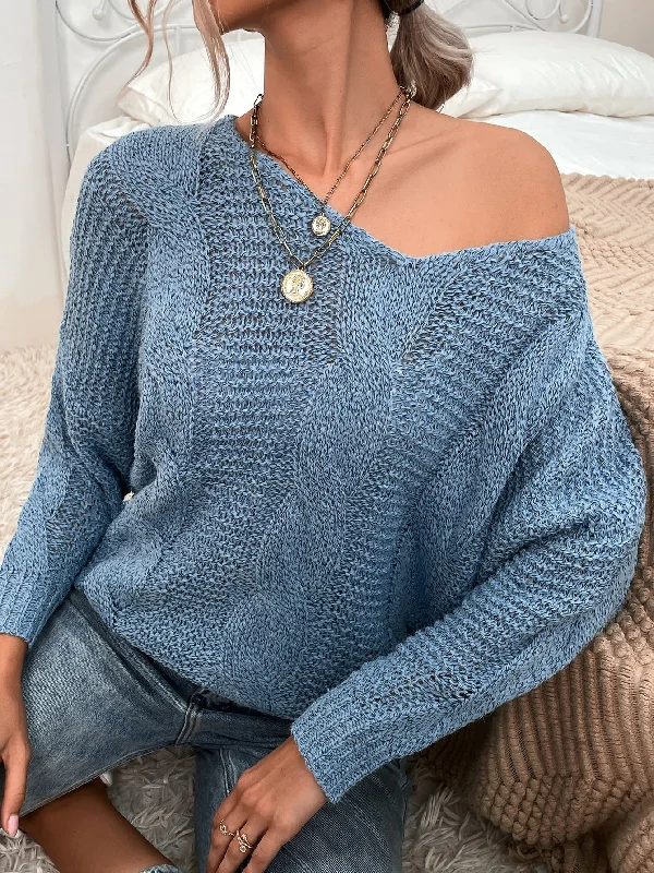 Blowout Deals Casual Plain Long Sleeve V Neck Regular Women Sweater