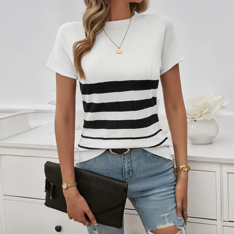 Don't Miss Contrast Slim Striped Sweater Wholesale Womens Clothing N3824060600053