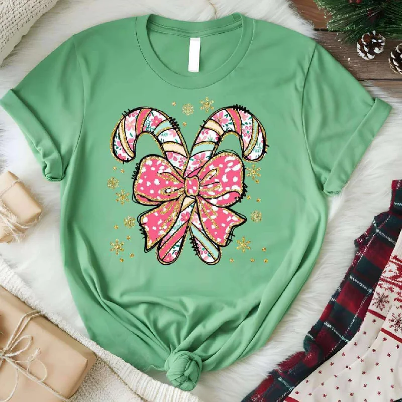 Grand Opening Sale Candy Cane Bow Graphic Tee