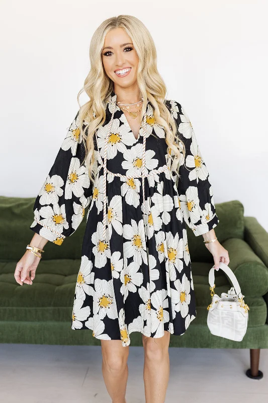 Special Discount Friendly Florals Dress - Black