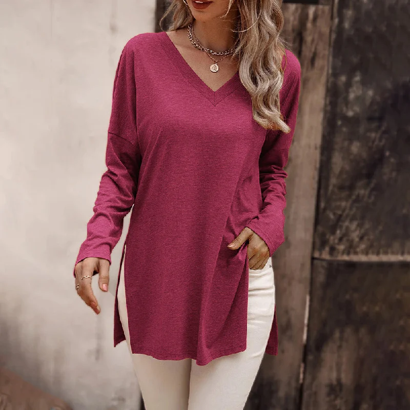 Weekend Offers That Thrill Casual Knit Tunic Top Long Sleeve Loose T-Shirt Wholesale Womens Tops STN538007