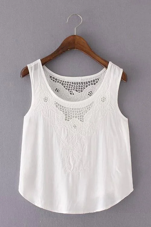 Super Deal Custom Round Neck Ultra-thin Lace Insert Cami Top