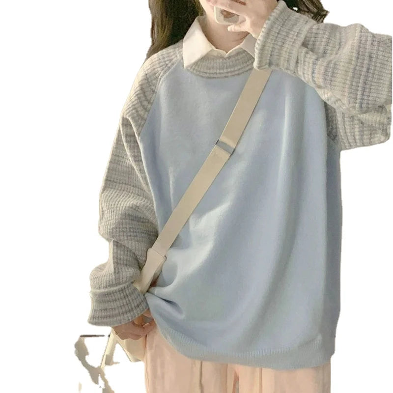 Final Markdown 2024 Spring women new arrival crew neck long sleeve color crush oversize cable knit pullover sweater jumper