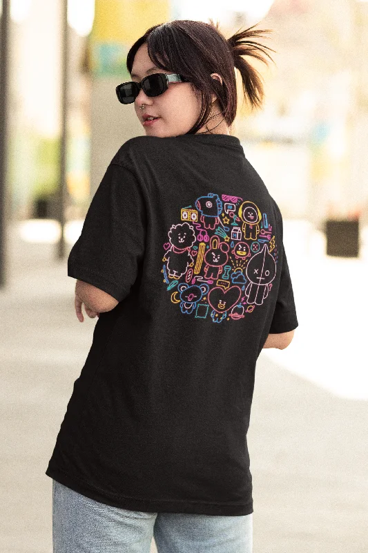 Weekend Deals to Make You Happy BT21-(Double Sided Print)- Half Sleeve T-Shirts.