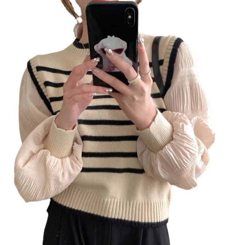 Weekend Offers That Sizzle 2024 Spring and autumn high-quality best-selling crew neck long sleeve striped loose fashion women's jacquard pullover sweater Weekend Offers That Sizzle 2024 Spring and autumn high-quality best-selling crew neck long sleeve striped loose fashion women's jacquard pullover sweater
