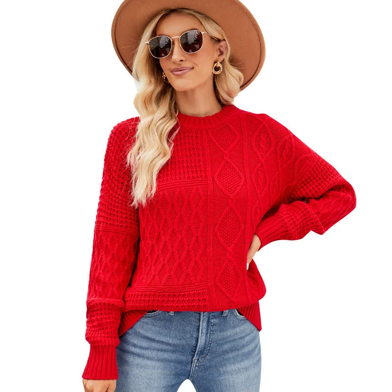 Value Pack Knitted Twist Pullover Sweater Casual Solid Color Crew Neck Wholesale Womens Clothing N3823110200036