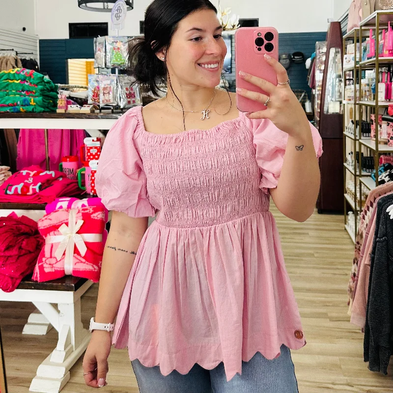 Deal Dash Light Pink Puff Sleeve Top