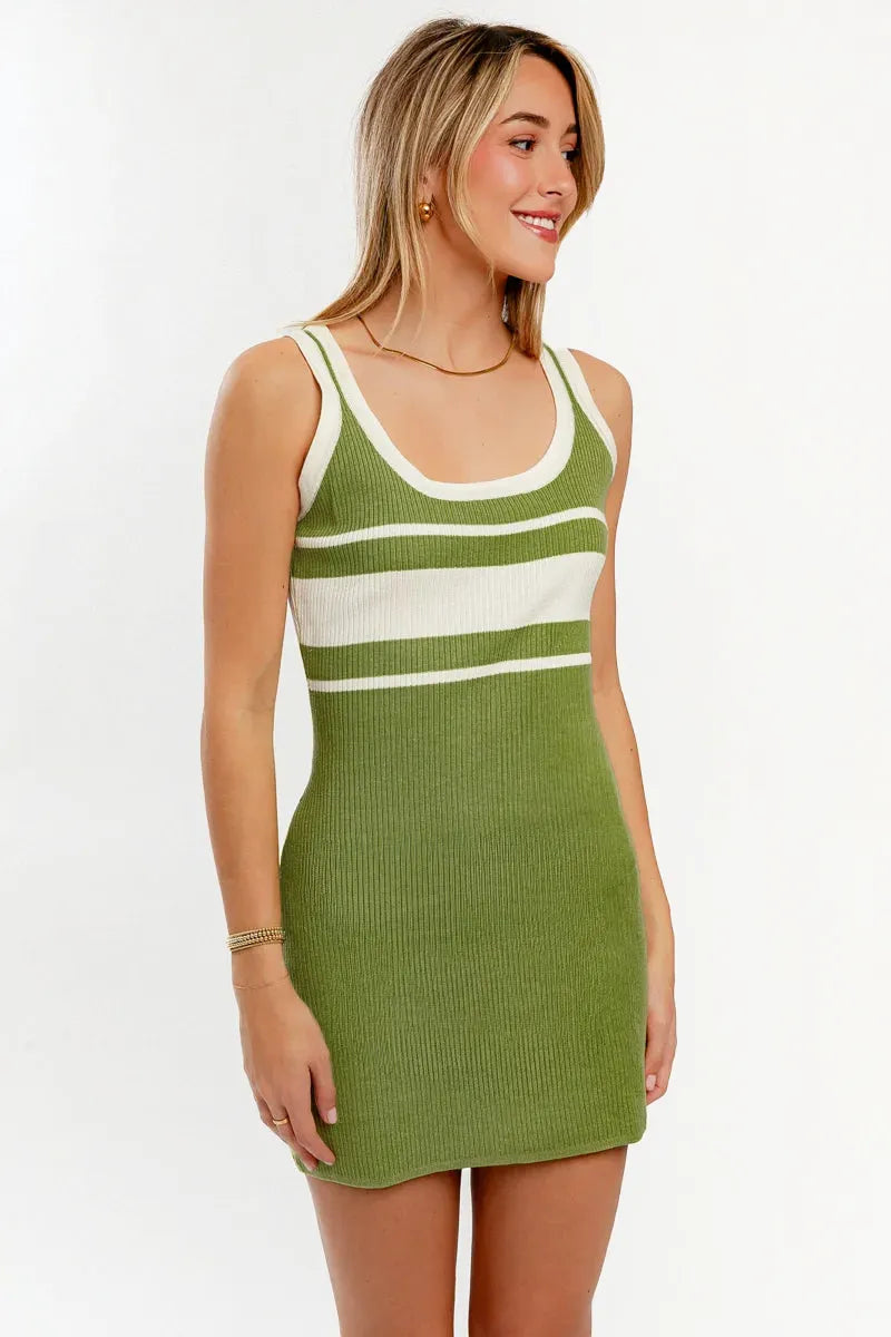 Bonus Savings Sleeveless Scoop Neck Ribbed Mini Sweater Dress