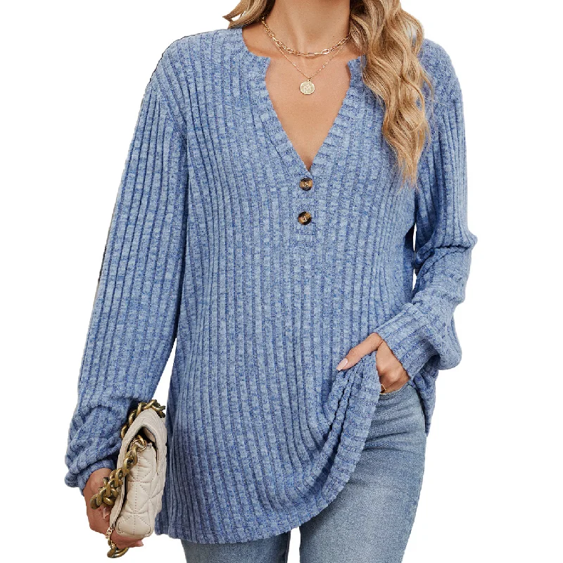 Steals and Deals Solid Color Brushed Button Loose Long Sleeve Sweater Fall Wholesale Womens Clothing N3824072900058 Steals and Deals Solid Color Brushed Button Loose Long Sleeve Sweater Fall Wholesale Womens Clothing N3824072900058