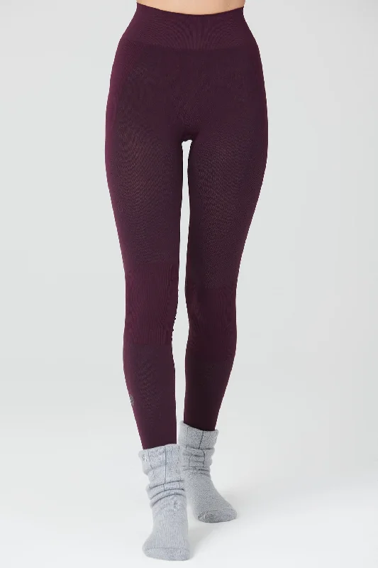 Closeout Thermal Seamless Base Layer Tights - Aubergine