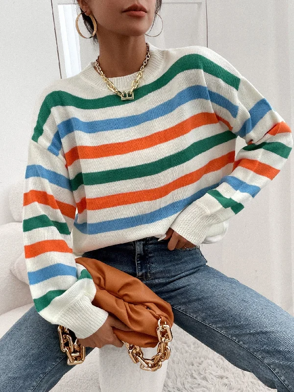 Early Access Casual Striped Long Sleeve Round Neck Regular Women Sweater