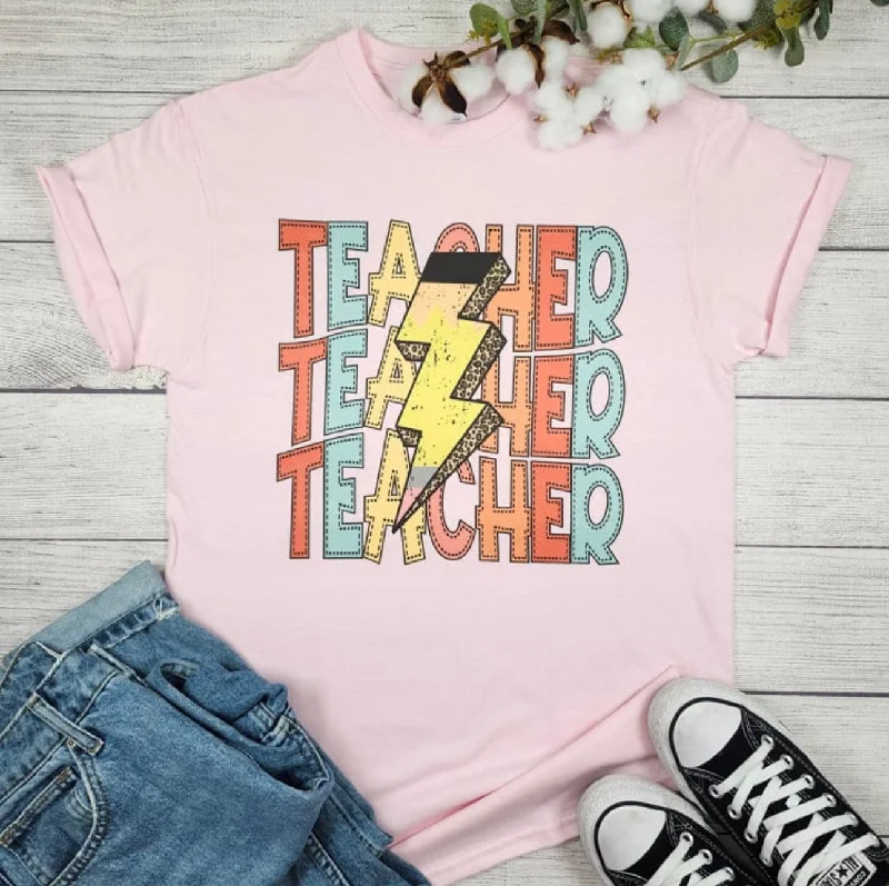 Lowest Price Teacher Lightning Pencil Graphic Tee